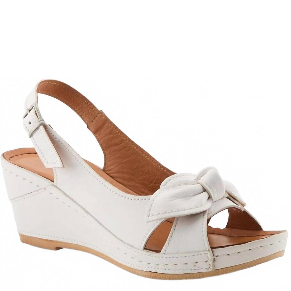 NEW SPRING STEP SHOES women’s chassidy leather wedge sandal in white